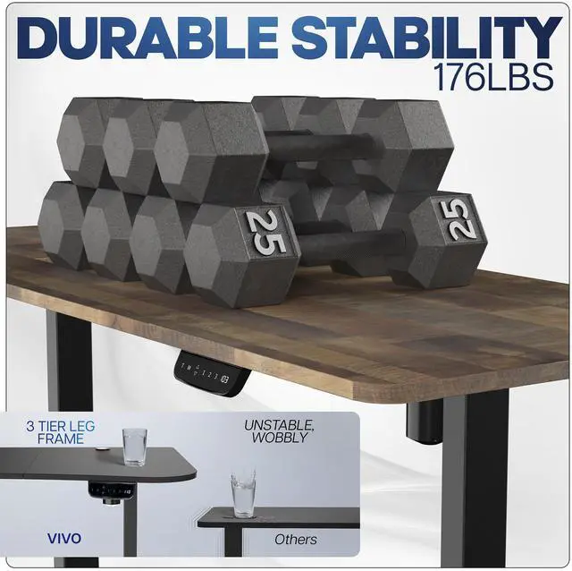 Alt view image 5 of 7 - VIVO Electric 71" x 30" Stand Up Desk, Reclaimed Wood Table Top, Black Frame