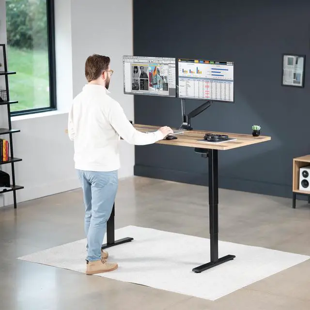 Alt view image 6 of 7 - VIVO Electric 71" x 30" Stand Up Desk, Reclaimed Wood Table Top, Black Frame