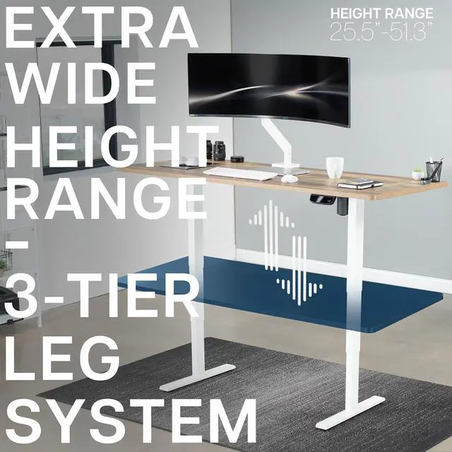 Alt view image 4 of 7 - VIVO Electric 71" x 30" Stand Up Desk, Reclaimed Wood Table Top, White Frame