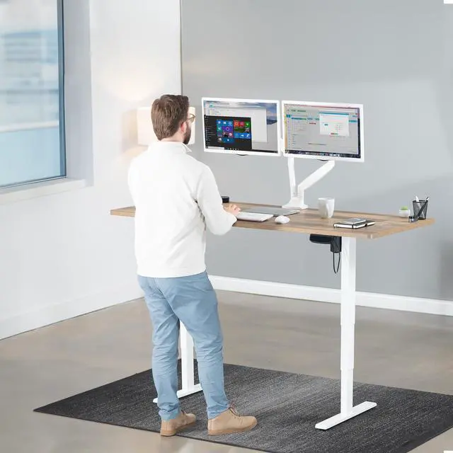 Alt view image 6 of 7 - VIVO Electric 71" x 30" Stand Up Desk, Reclaimed Wood Table Top, White Frame