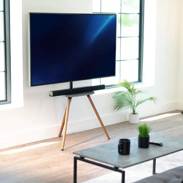 Alt view image 2 of 7 - VIVO Artistic Easel 43" to 65" Screen Studio TV Tripod Adjustable Floor Stand with Shelf