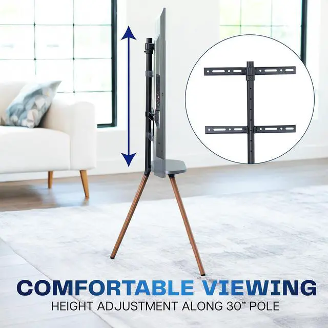 Alt view image 4 of 7 - VIVO Artistic Easel 43" to 65" Screen Studio TV Tripod Adjustable Floor Stand with Shelf