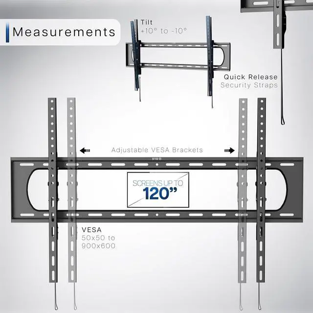 Alt view image 4 of 7 - VIVO Heavy Duty Tilting TV Wall Mount for up to 120" Curved and Flat Screens
