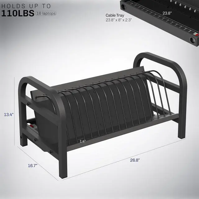 Alt view image 3 of 7 - VIVO Black 16-Device Open Charging Station