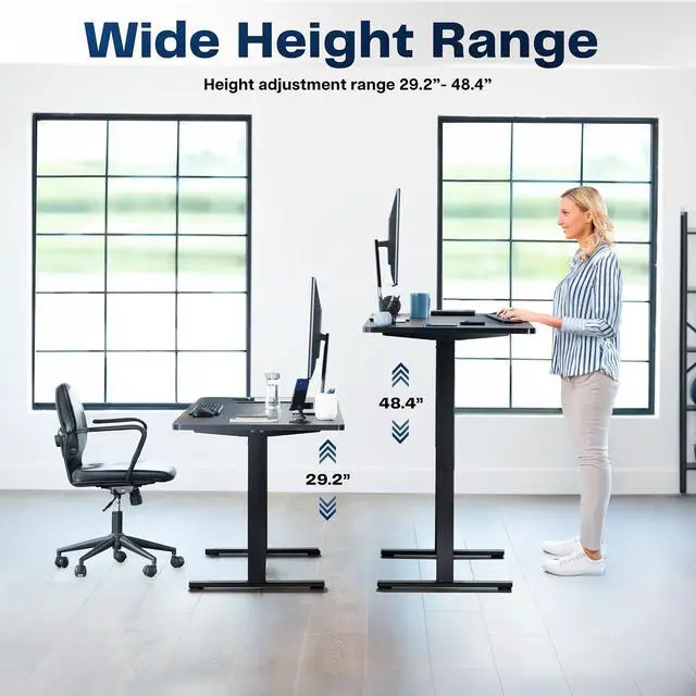 Alt view image 6 of 7 - VIVO Electric 55 x 28 Stand Up Desk, Vintage Brown Table Top, Black Frame