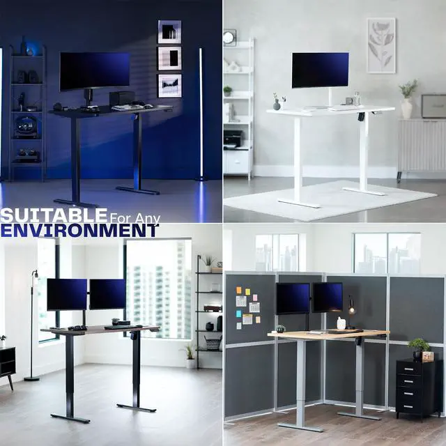 Alt view image 7 of 7 - VIVO Electric 55 x 28 Stand Up Desk, Vintage Brown Table Top, Black Frame