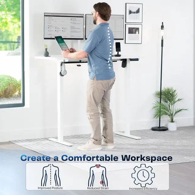 Alt view image 3 of 7 - VIVO Electric 55 x 28 Stand Up Desk, White Table Top, White Frame