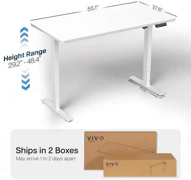 Alt view image 4 of 7 - VIVO Electric 55 x 28 Stand Up Desk, White Table Top, White Frame