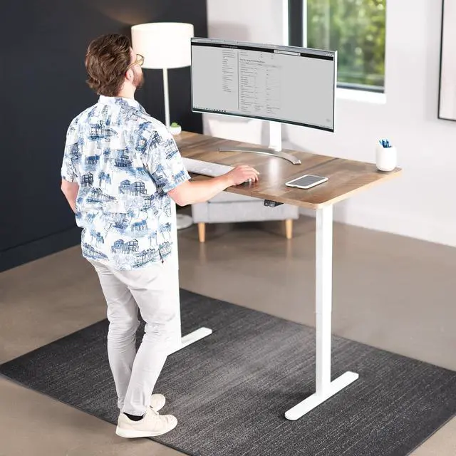 Alt view image 2 of 7 - VIVO Electric 60 x 30 Stand Up Desk, Reclaimed Wood Table Top, White Frame