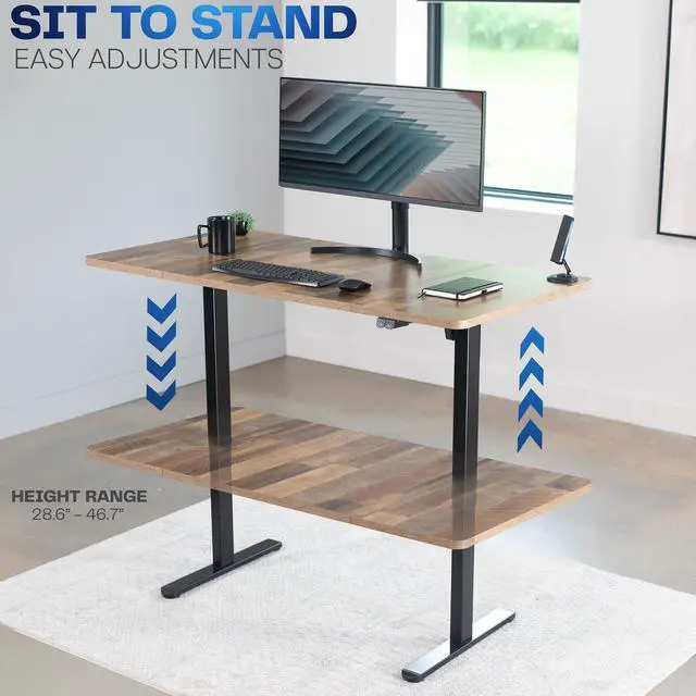 Alt view image 6 of 7 - VIVO Electric 60 x 30 Stand Up Desk, Reclaimed Wood Table Top, Black Frame
