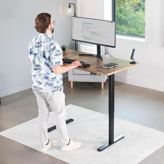 Alt view image 2 of 7 - VIVO Electric 60 x 30 Stand Up Desk, Reclaimed Wood Table Top, Black Frame