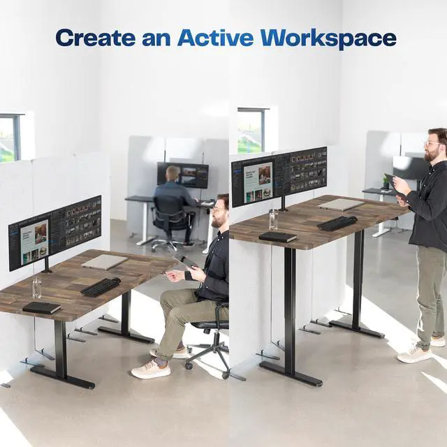 Alt view image 4 of 7 - VIVO Electric 60 x 30 Stand Up Desk, Reclaimed Wood Table Top, Black Frame