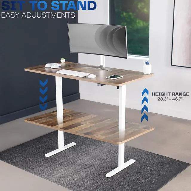 Alt view image 6 of 7 - VIVO Electric 60 x 30 Stand Up Desk, Reclaimed Wood Table Top, White Frame