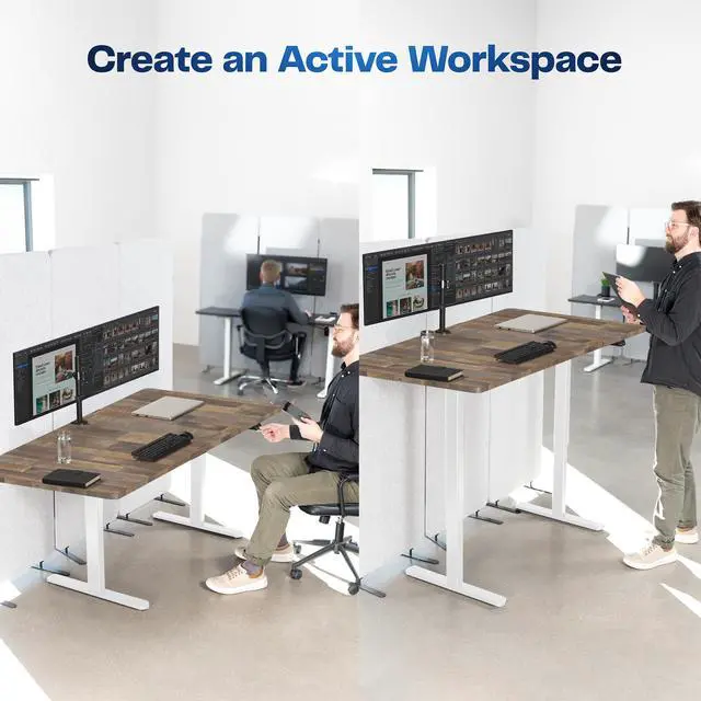 Alt view image 4 of 7 - VIVO Electric 60 x 30 Stand Up Desk, Reclaimed Wood Table Top, White Frame