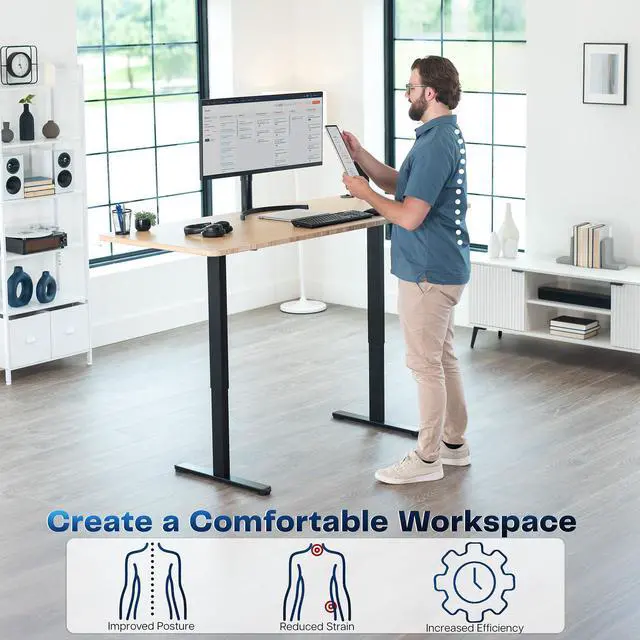 Alt view image 6 of 7 - VIVO Black Electric Dual Motor 2 Stage Standing Desk Frame / Height Adjustable Workstation Desk Legs (DESK-E-200B)
