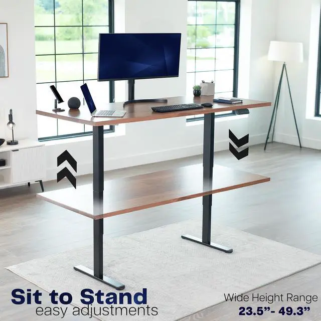 Alt view image 7 of 7 - VIVO Black Electric Standing Height Adjustable Desk Frame, Dual Motor Ergonomic