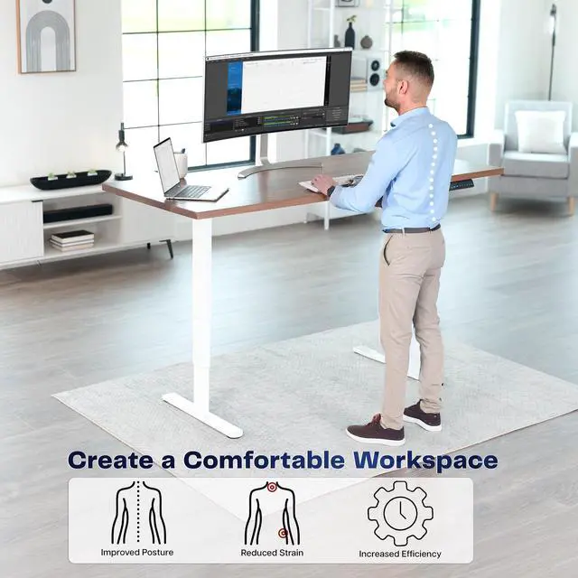 Alt view image 7 of 7 - VIVO White Dual Motor Electric Standing Desk Frame, Cable Management, Height Adjustable, Memory Controller (DESK-V103EW)
