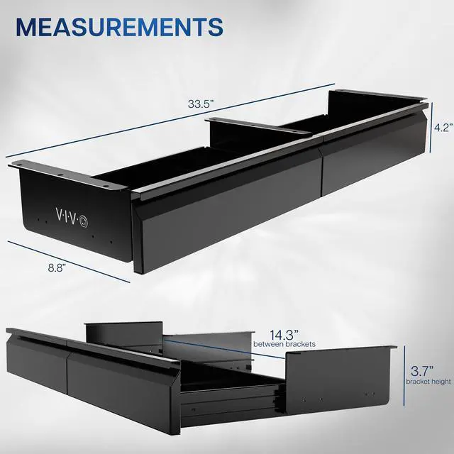 Alt view image 3 of 7 - VIVO Black Pull Out 32" Under Desk Dual Storage Drawers