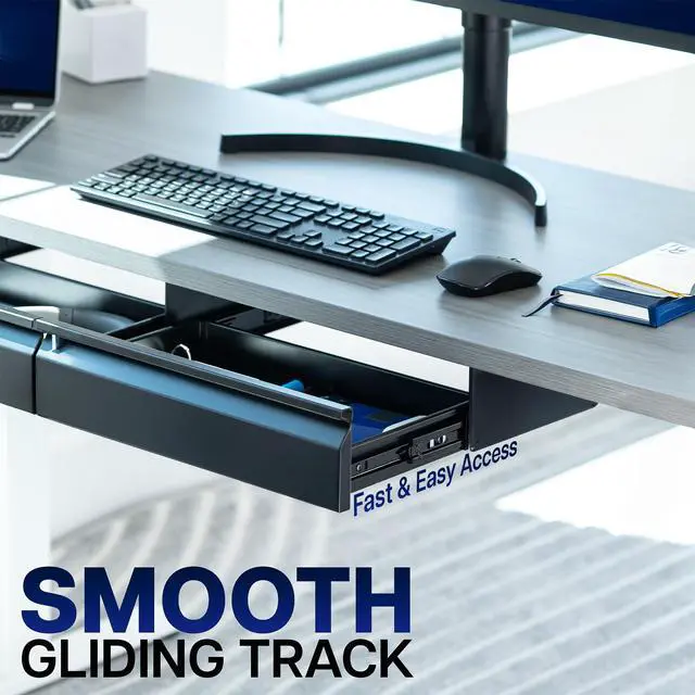 Alt view image 7 of 7 - VIVO Black Pull Out 32" Under Desk Dual Storage Drawers
