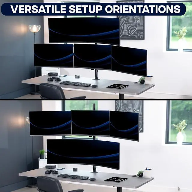Alt view image 6 of 7 - VIVO Quad Computer Monitor Desk Mount, 1 Ultrawide to 49", 3 Standard to 27"