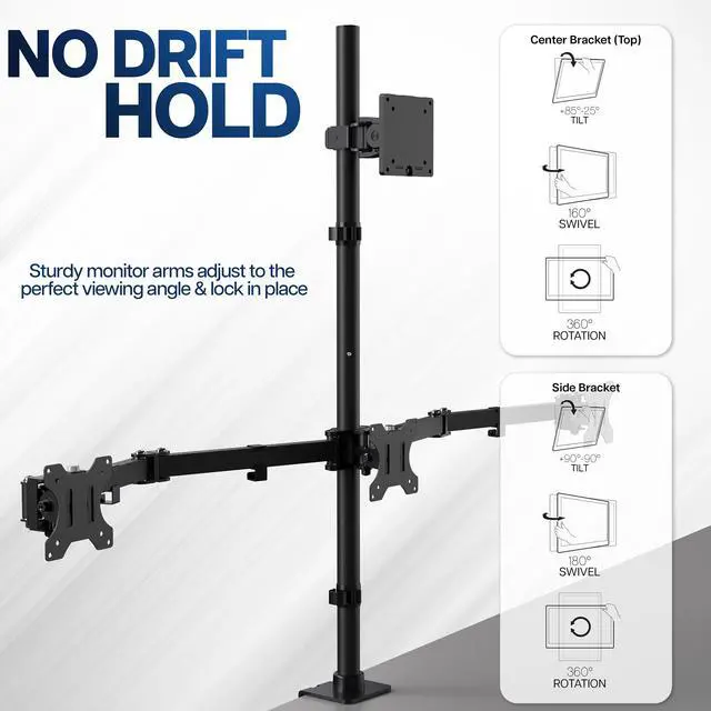 Alt view image 5 of 7 - VIVO Quad Computer Monitor Desk Mount, 1 Ultrawide to 49", 3 Standard to 27"