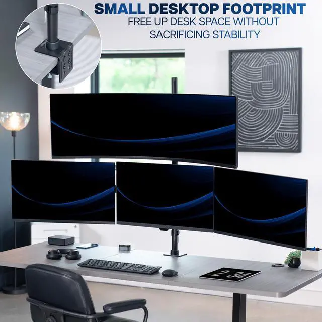 Alt view image 7 of 7 - VIVO Quad Computer Monitor Desk Mount, 1 Ultrawide to 49", 3 Standard to 27"