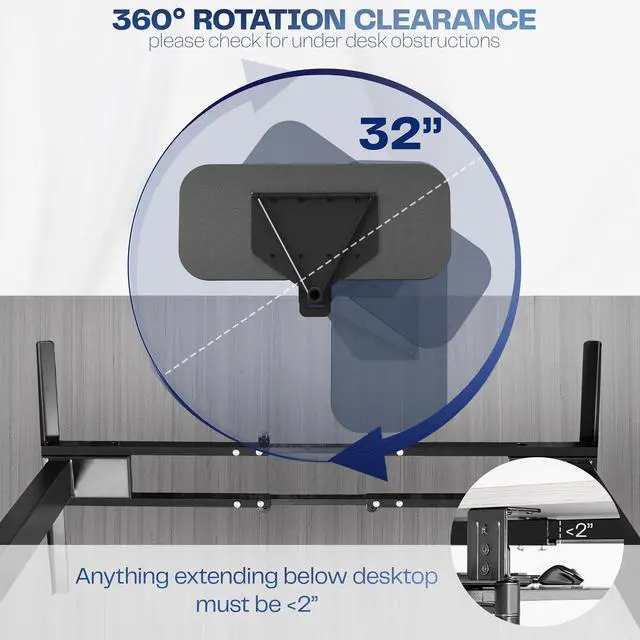 Alt view image 5 of 7 - VIVO Black 23 x 10 inch Screw-In Rotating Computer Keyboard and Mouse Tray