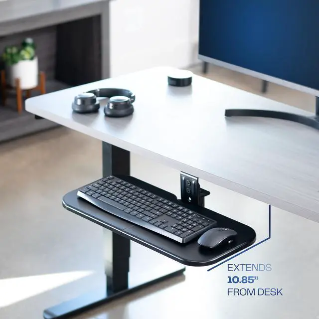 Alt view image 2 of 7 - VIVO Black 23 x 10 inch Screw-In Rotating Computer Keyboard and Mouse Tray