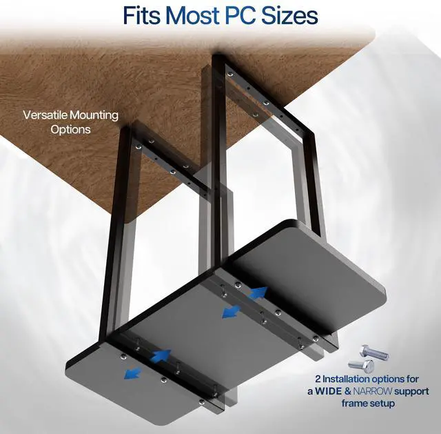 Alt view image 6 of 7 - VIVO Large Under Desk PC Shelf Mount