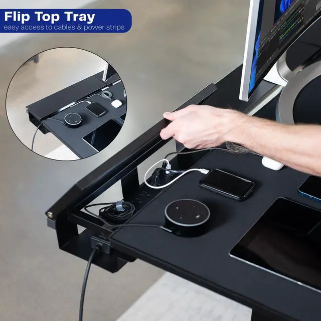 Alt view image 4 of 7 - VIVO Black 71" x 30" Concealed Cable Table Top w/ Pad for Standing Desk Frame