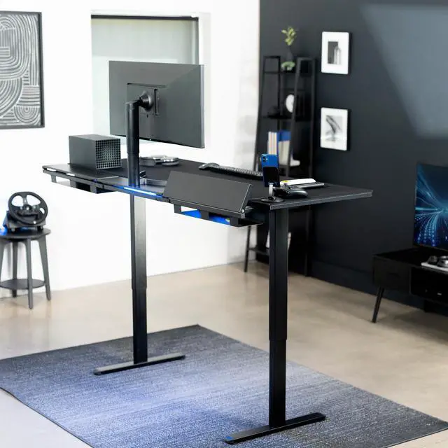 Alt view image 6 of 7 - VIVO Black 71" x 30" Concealed Cable Table Top w/ Pad for Standing Desk Frame