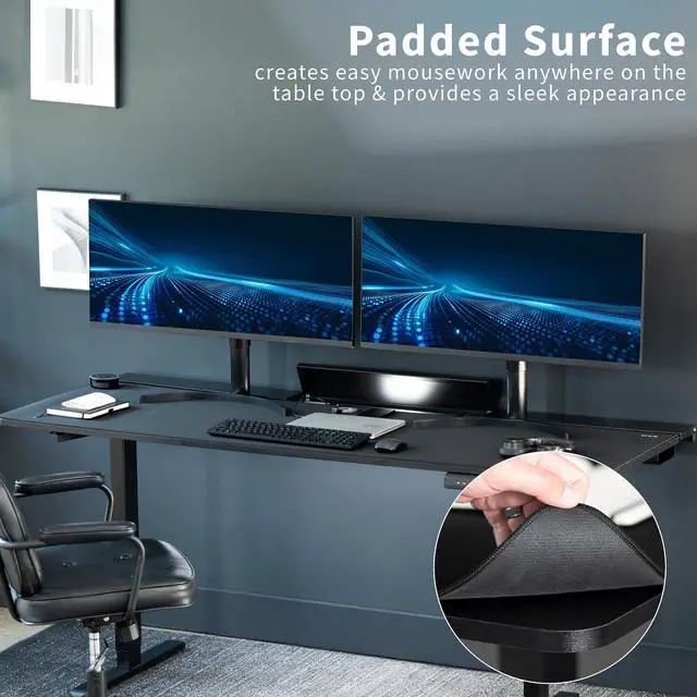 Alt view image 5 of 7 - VIVO Black 71" x 30" Concealed Cable Table Top w/ Pad for Standing Desk Frame