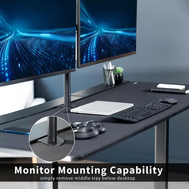 Alt view image 7 of 7 - VIVO Black 71" x 30" Concealed Cable Table Top w/ Pad for Standing Desk Frame