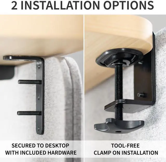 Alt view image 4 of 7 - VIVO Gray Clamp-on 60" and 24" Desktop Privacy Panels (3 Panels) | Desk Dividers