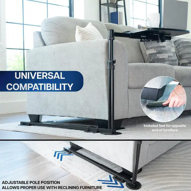 Alt view image 2 of 7 - VIVO Black 20 inch Over Couch Swivel Table, Laptop Desk for Remote Work