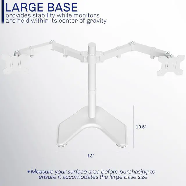 Alt view image 5 of 8 - VIVO White Dual Monitor Desk Stand Mount, Fits Up to 27" Computer Screens