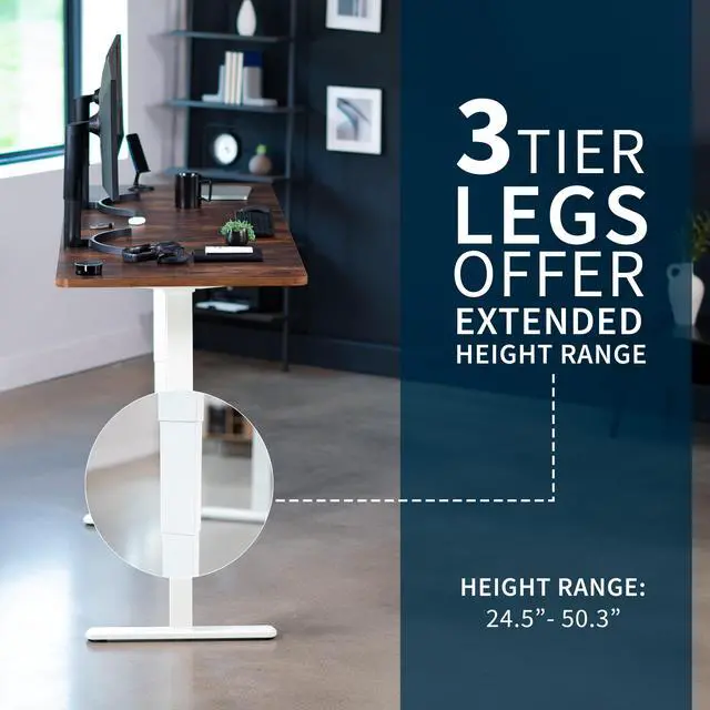 Alt view image 4 of 7 - VIVO Electric 83 x 30 Stand Up Desk Workstation, Vintage Brown Table Top, White Frame