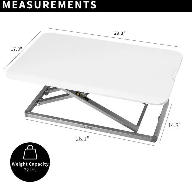 Alt view image 3 of 7 - VIVO White Economy Height Adjustable 29" Standing Desk Desktop Monitor Riser
