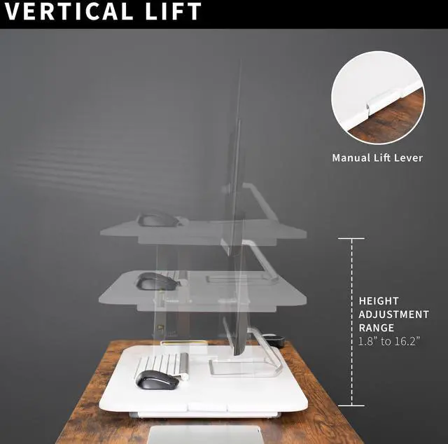 Alt view image 4 of 7 - VIVO White Economy Height Adjustable 29" Standing Desk Desktop Monitor Riser