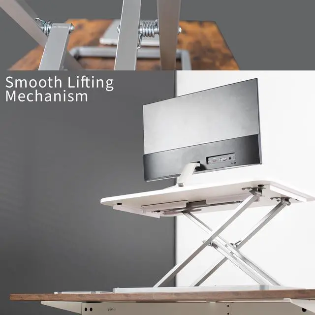Alt view image 5 of 7 - VIVO White Economy Height Adjustable 29" Standing Desk Desktop Monitor Riser