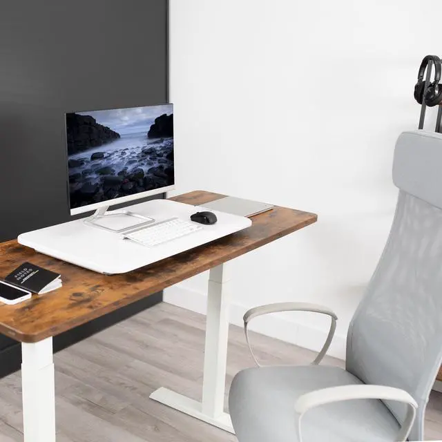 Alt view image 6 of 7 - VIVO White Economy Height Adjustable 29" Standing Desk Desktop Monitor Riser