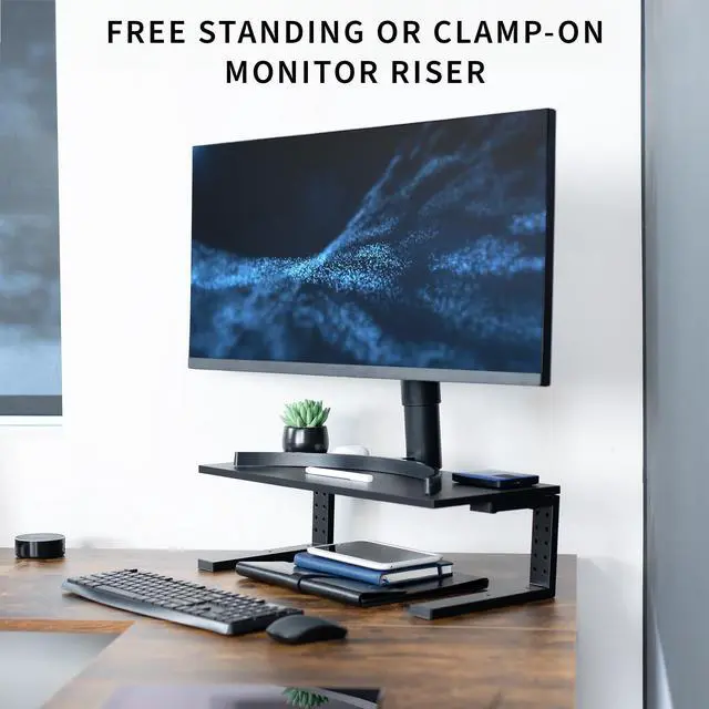 Alt view image 6 of 7 - VIVO Black 22" Clamp-on Desk Extension Shelf for Monitor, Laptop, Printer