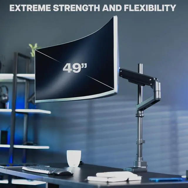 Alt view image 2 of 7 - VIVO Pneumatic Arm Single Ultrawide Monitor Desk Mount for Computer Screens to 49"