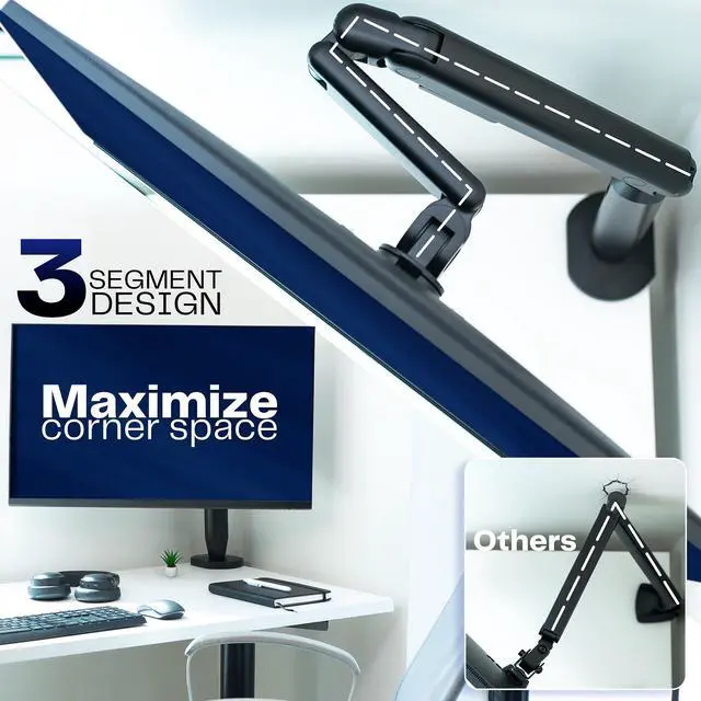 Alt view image 3 of 7 - VIVO Mechanical Arm Single Ultrawide Monitor Desk Mount, Fits up to 35" Screens