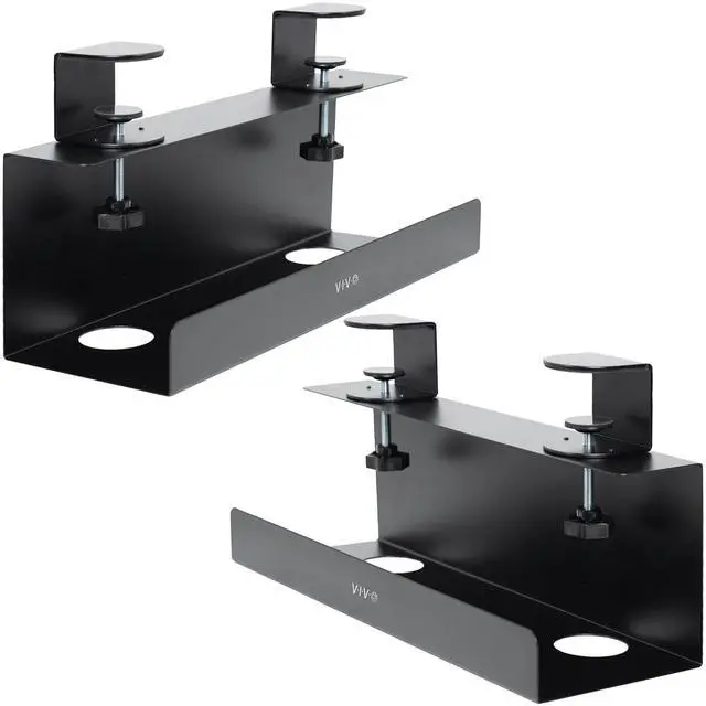 Main image of VIVO Black 17 inch Clamp-on Cable Management Power Strip Trays - 2 Pack