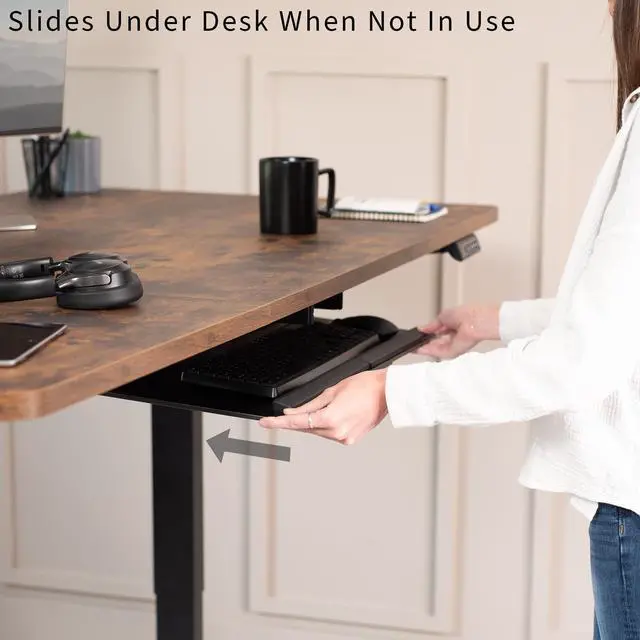 Alt view image 6 of 7 - VIVO Adjustable Keyboard Mouse Tray Deluxe Rolling Track Under Table Desk Mount