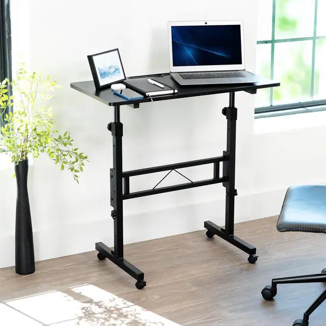 Alt view image 2 of 7 - VIVO Black Mobile 32" Height Adjustable Computer Workstation