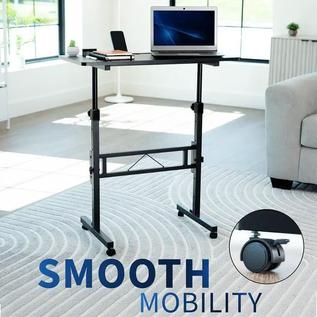 Alt view image 7 of 7 - VIVO Black Mobile 32" Height Adjustable Computer Workstation