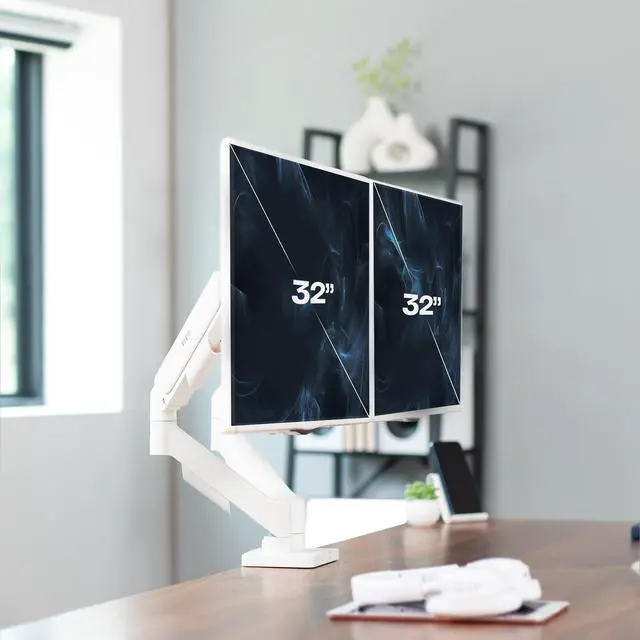 Alt view image 2 of 7 - VIVO Dual Monitor Mechanical Spring Desk Mount Fits Computer Screens up to 32"