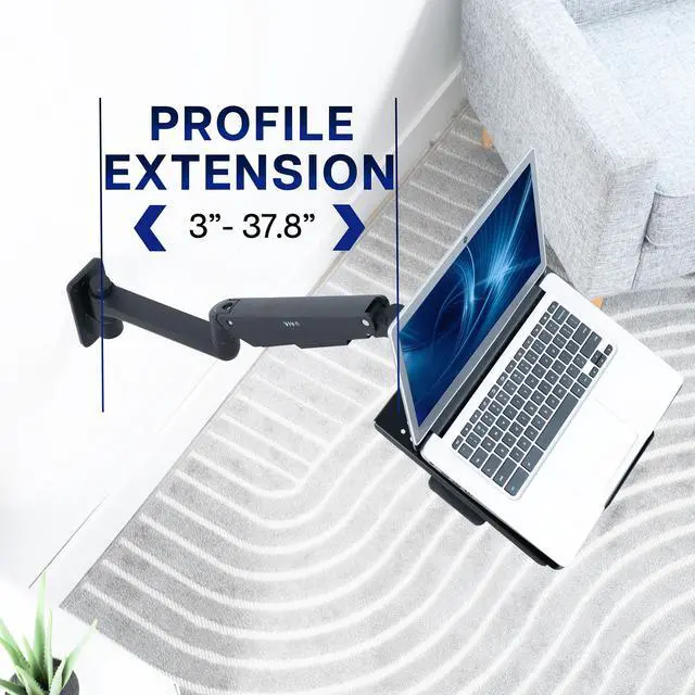 Alt view image 2 of 7 - VIVO Black Pneumatic Wall Mounted Laptop Tray, (MOUNT-KB35L)